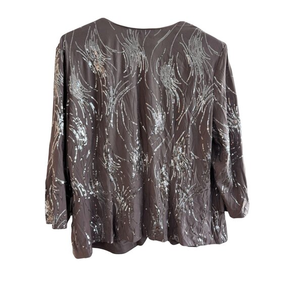 Alex Evenings Women’s Jacket Size 18 Pewter Frost Sequin 2PC Polyester Blazer - Picture 2 of 8